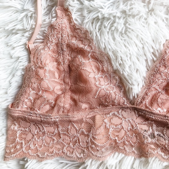 Blush Lace Mesh Lined Triangle Bralette - Picture 3 of 12